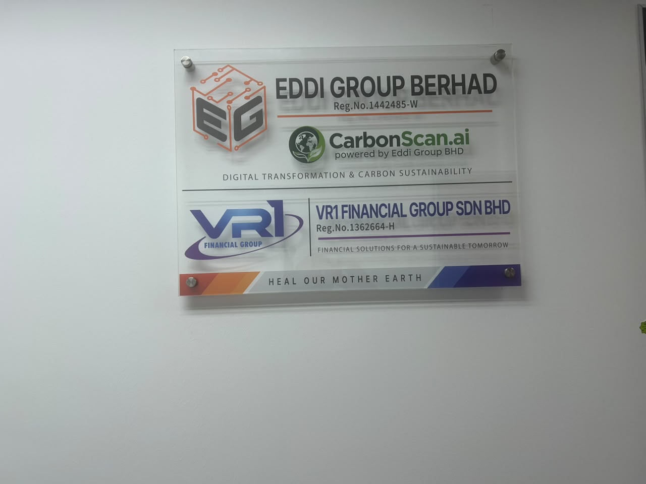 Eddi, CarbonScan and VR1 office signboard at Wisma Kah Motor